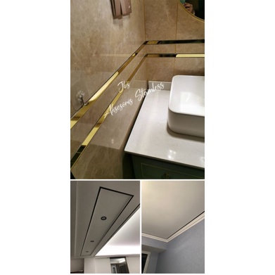 LIST PLAT STRIP HAIRLINE GOLD 35×3.050MM×T:0,8MM STAINLESS SS 201 - LIST INTERIOR / FURNITURE DEKOR