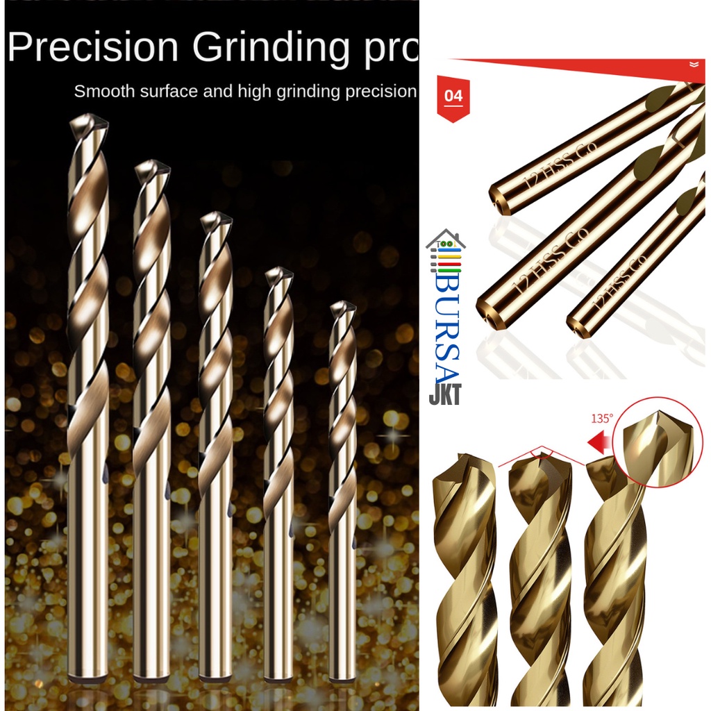 MATA BOR HSS COBALT BESI M35 GOLD MELUBANGI BESI STAINLESS STEEL 1.5 MM