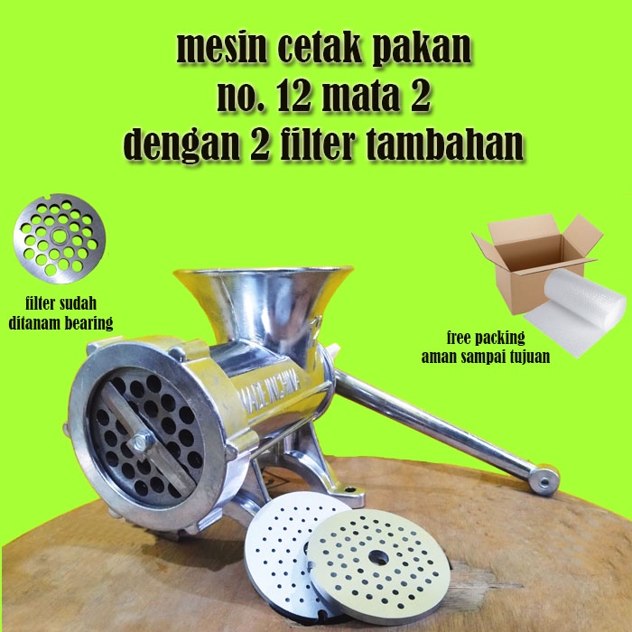 Mesin Cetak Pelet No.12 Bonus Filter PVC Mesin Pembuat Pelet Pakan Ternak Ayam Ikan Burung Mesin Pel
