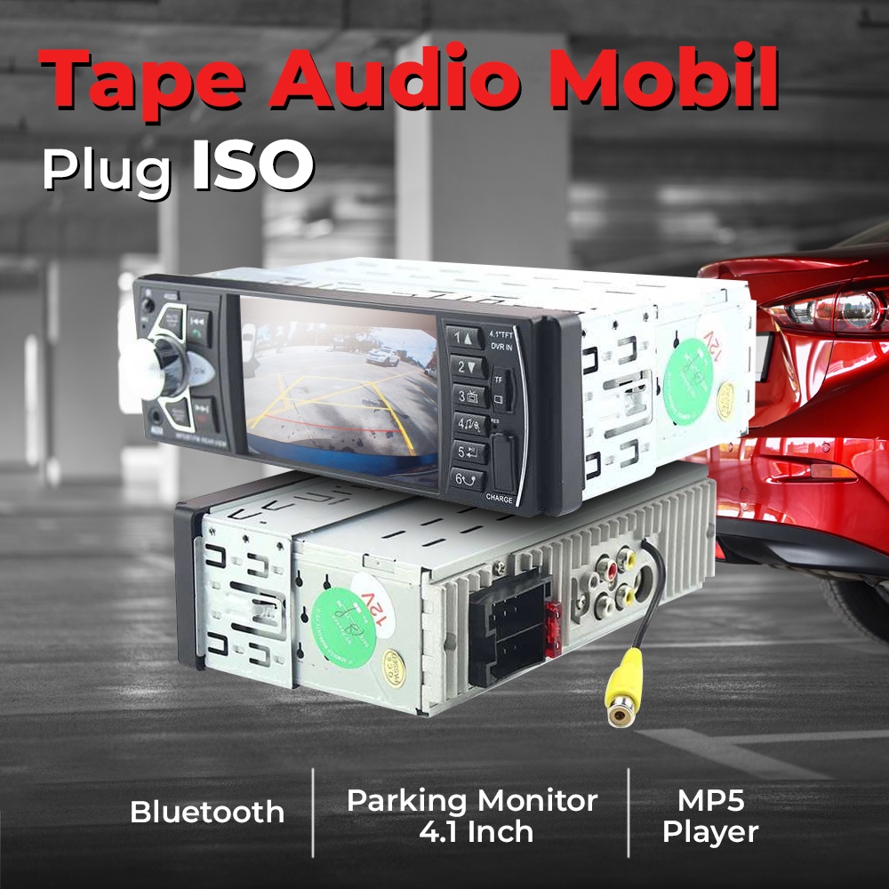 Set Lengkap Tape Audio Mobil Dengan Parkir Monitor Lcd 4.1 Inch