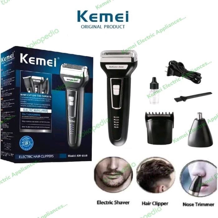 ALAT CUKUR KUMIS JENGGOT BULU HIDUNG KEMEI KM-6558 MULTIFUNGSI KM 6558