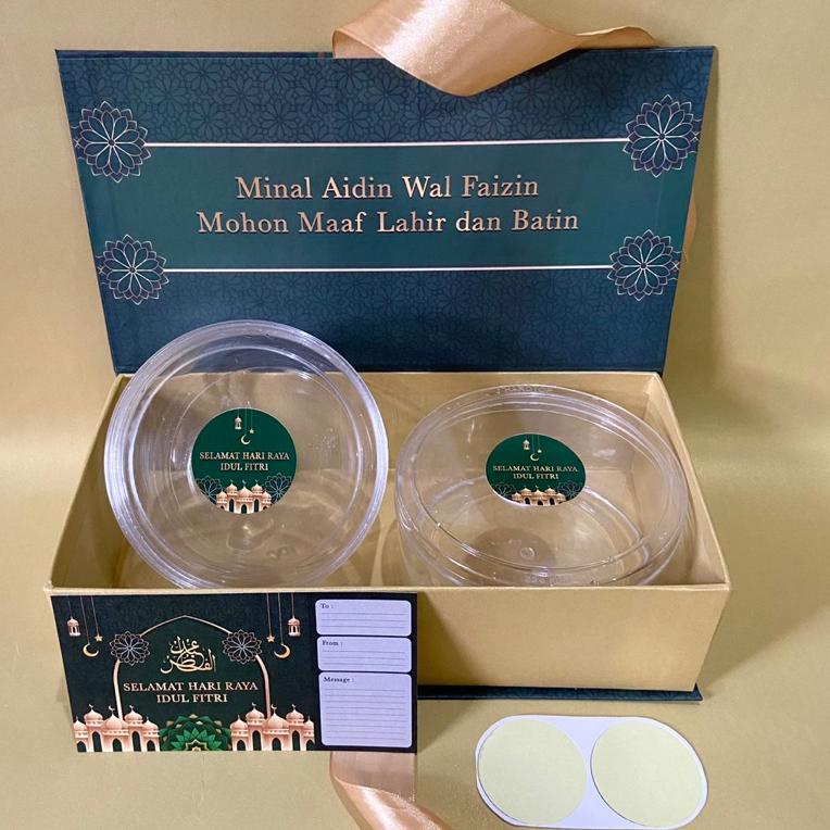 

SPECIAL PRICE Box parcel lebaran/ box kue kering toples bulat / hardbox eid mubarak hampers untuk isi 2 toples bulat gr