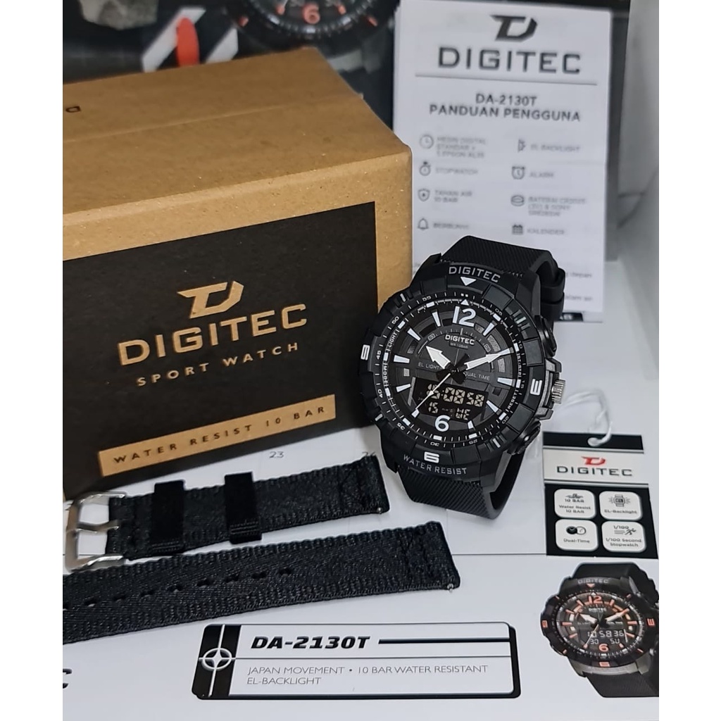 Jam Tangan Pria Digitec 2130 Free Extra Strap Original