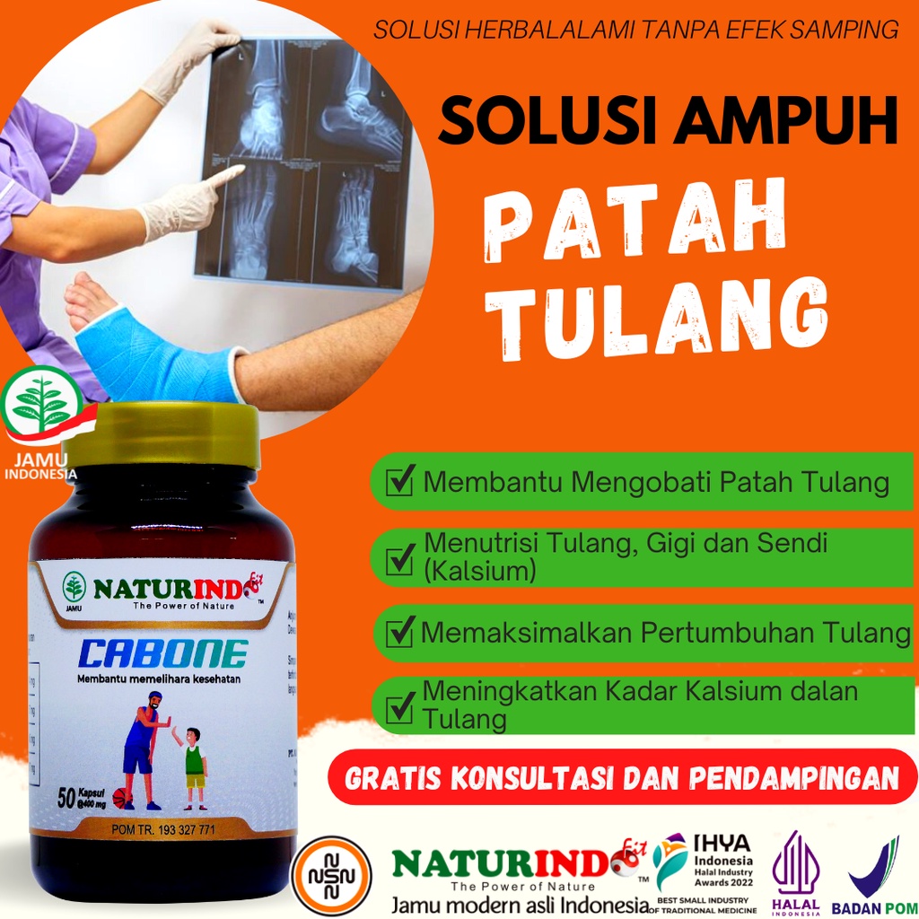 Obat patah tulang kalsium tulang dan sendi retak keropos gigi goyang penguat gigi Cabone Naturindo