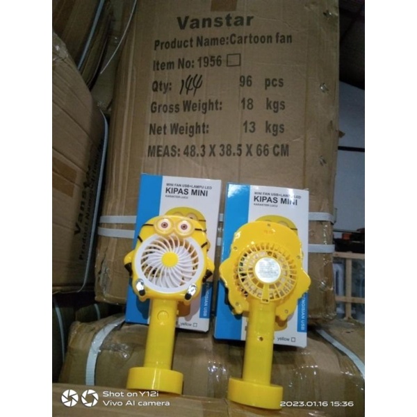 Mini Fan USB+Lampu LED Kipas Angin Mini Karakter Vanstar V55