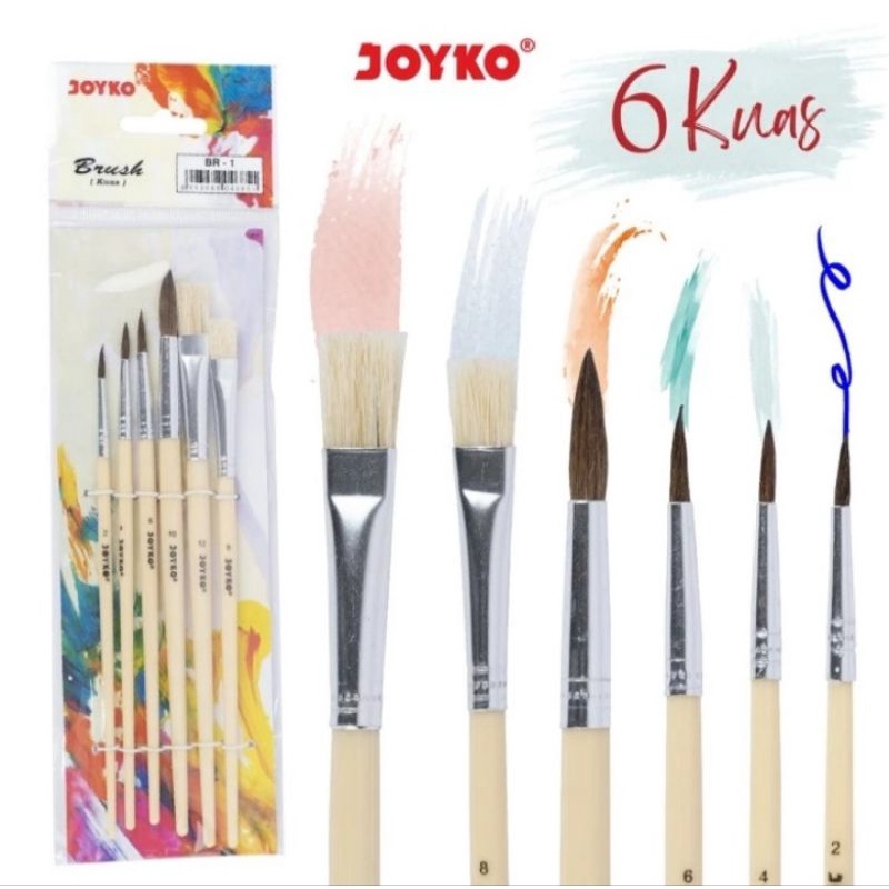 

Kuas Lukis 1 Set 6 pcs dan 5 pcs Cat Akrilik Cat Air Joyko BR1