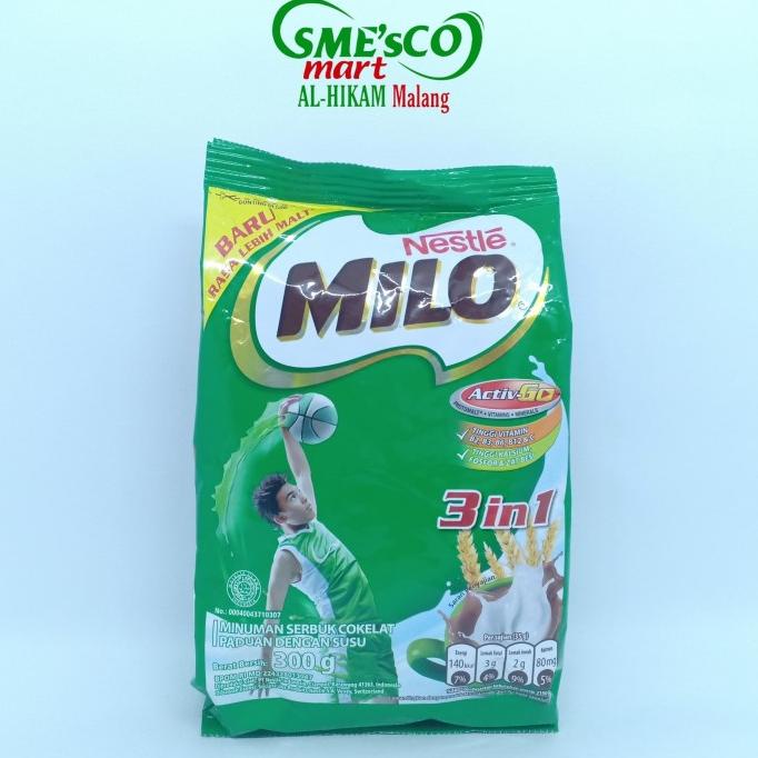 

Milo 3in1 Minuman Serbuk Susu Cokelat 300gr bir04