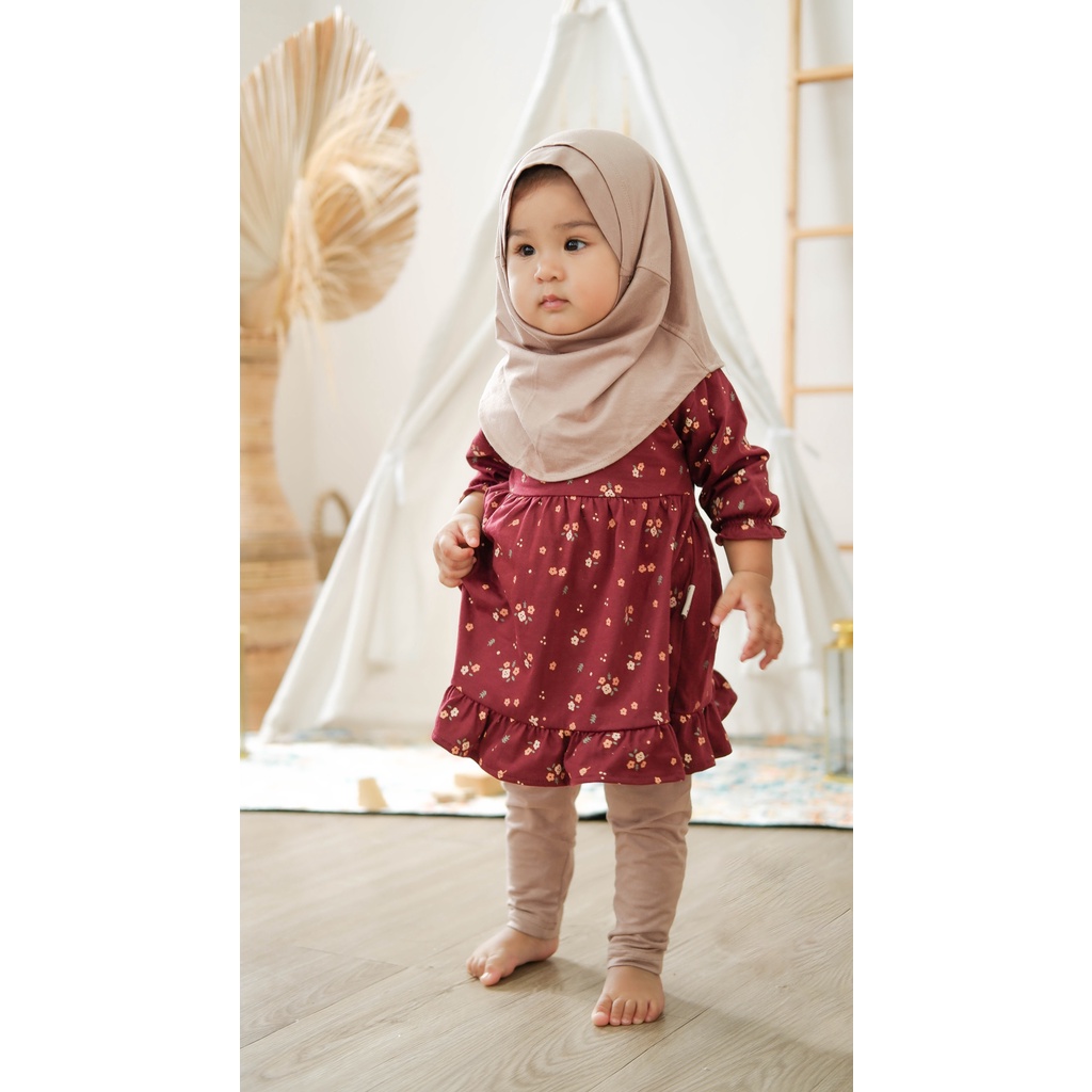 Nice Kids - Baby Flower Dress Bunga Lengan Panjang Anak Bayi (Tunik Bayi 0-12 Bulan)