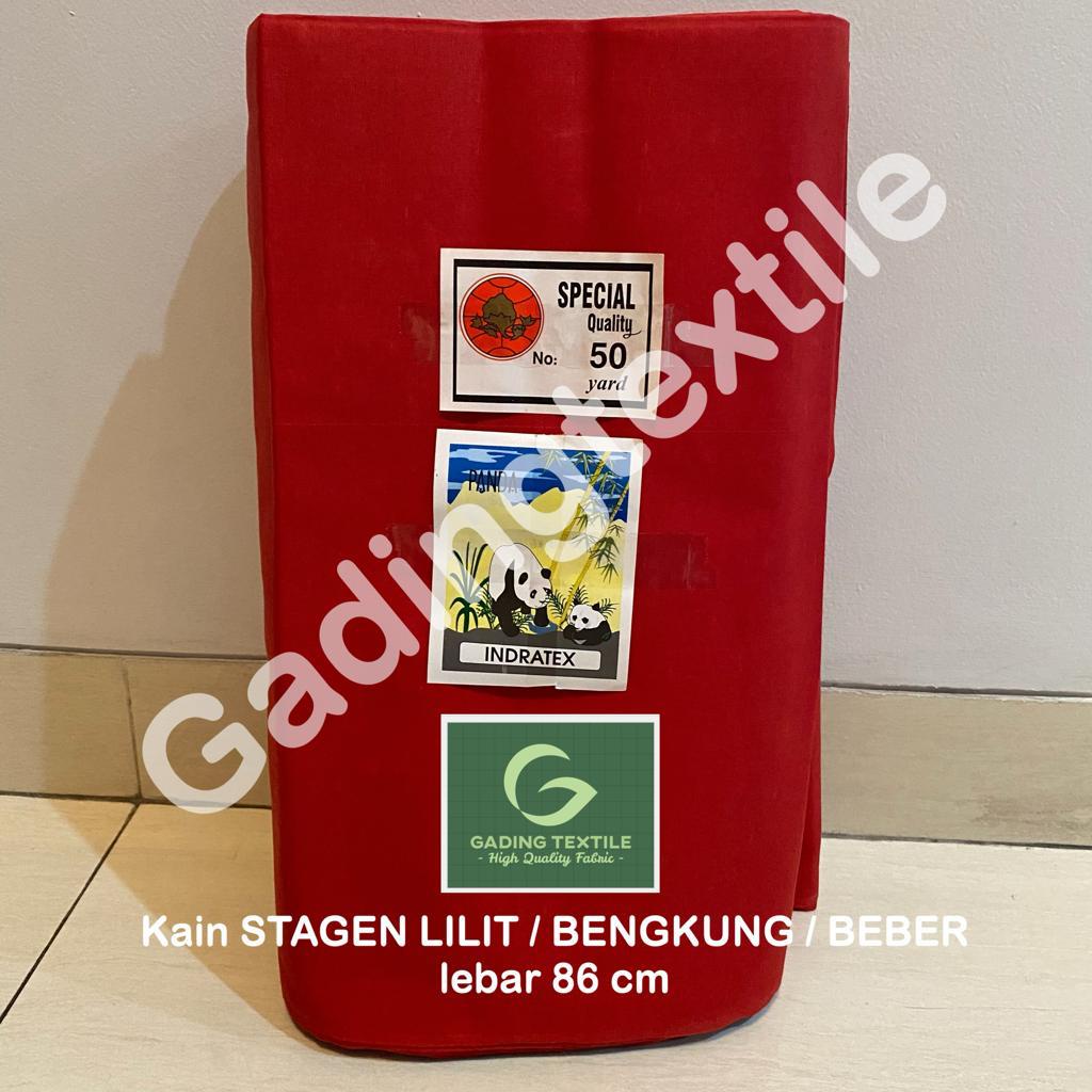 ( per 1 roll ) kain katun stagen lilit beber merah CAP IBU DAN ANAK gulungan gulung rollan lebar 86 cm bahan pelangsing pengecil bebat bengkung korset corset sabuk perut ibu pasca paska melahirkan menyusui kemben jawa sangjit sanjit dekorasi dekor imlek