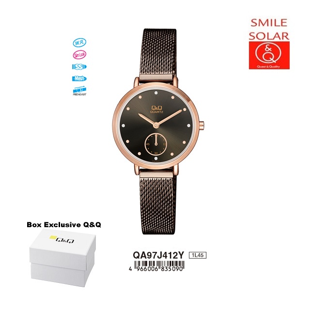 Jam Tangan Wanita Casual Business Rantai Stainless Steel Analog Original Q&amp;Q QnQ QQ QA97 QA21 Series