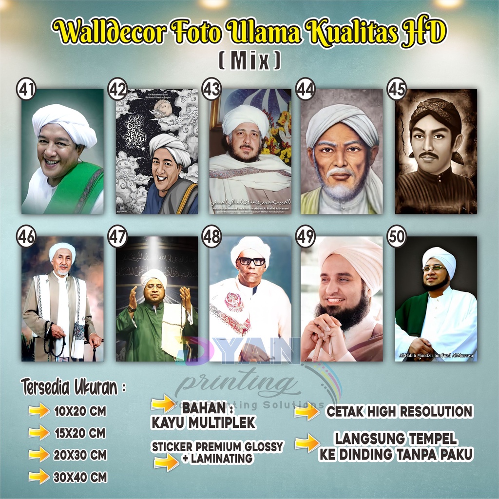 WALLDECOR FOTO ULAMA/HABAIB KUALITAS HD,BISA COD/BAYAR DITEMPAT