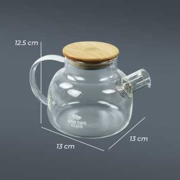 Glass Infuser Teapot Teko Teh Kopi Kaca dengan Saringan Stainless Steel Tutup Kayu Aesthetic Korea Simple Unik / Teko Pitcher Teh Chinese Teapot Maker Glass 1L / TekoTeh Saringan Tahan Panas Stainles High Borosilicate Berkualitas Alat Seduh Kopi Teh Murah