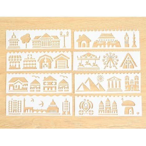 

Terlaris Plastic Stencil 15.5X5.5Cm - Houses Theme (8Pcs)
