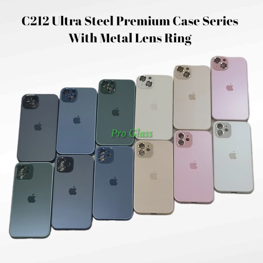 C212 For Iphone 11 11 PRO 11 PRO MAX 12 12 PRO 12 PRO MAX 13 13 PRO 13 PRO MAX 14 14 PLUS 14 PRO 14 PRO MAX Ultra Steel Series with Chrome Lens Ring