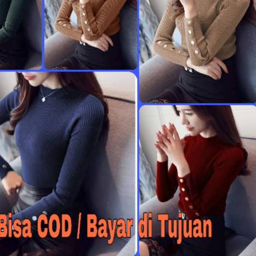 ☉ [ ] Button knit / baju rajut import / baju rajut cewek / baju rajut cewek lengan panjang ⅍