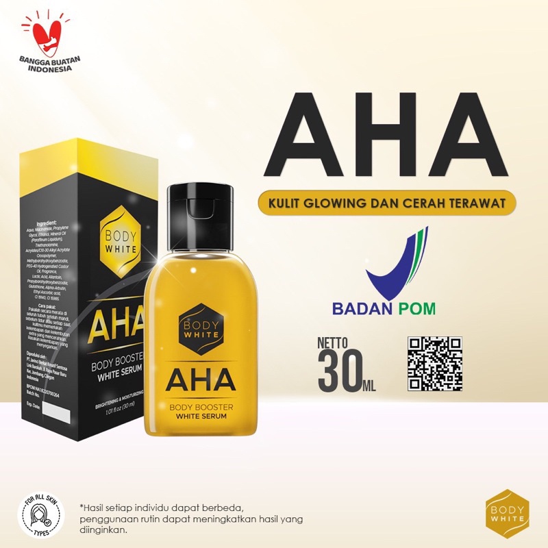 ￼BPOM ORIGINAL AHA White Body Booster 30ML Bright Serum / Body Serum / Serum Badan / Serum Pemutih / Serum badan PROMO MITRA