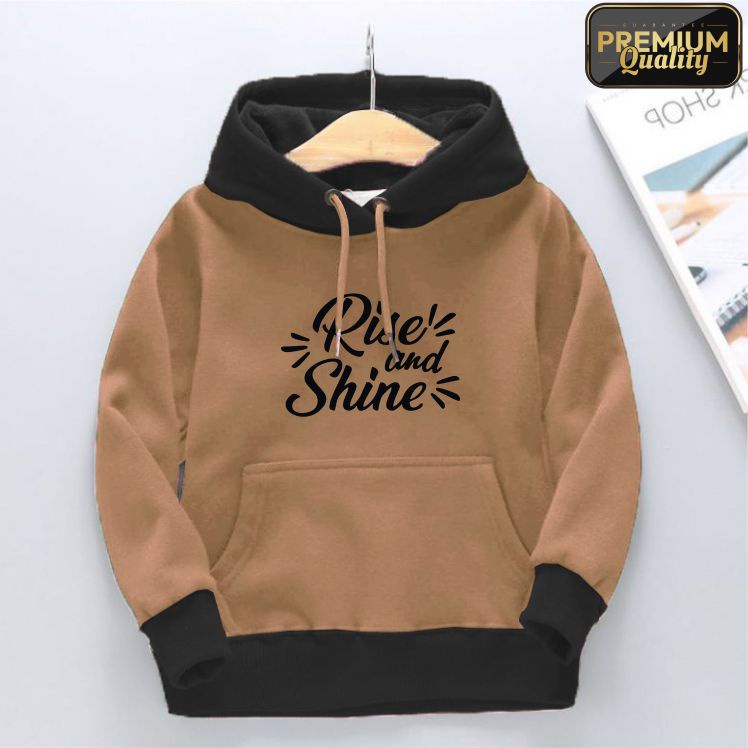 RISE AND SHINE Jaket Distro Sweater Hoodie anak Laki-laki perempuan LOGO FLEECE TEBAL