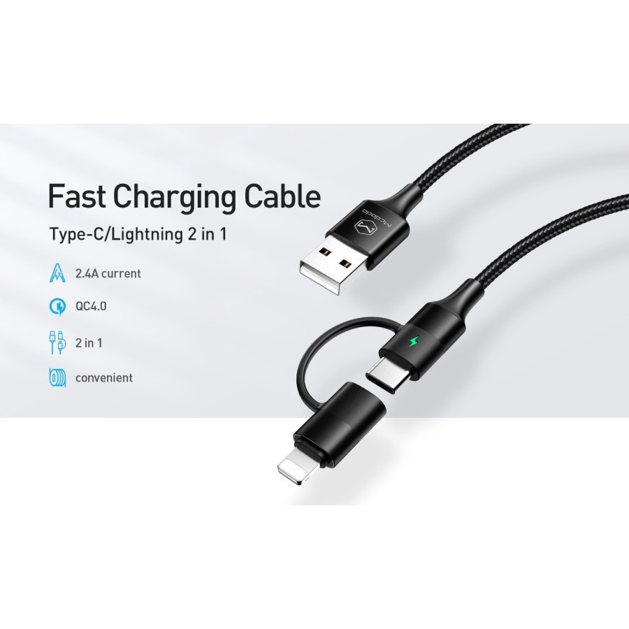 MCDODO CA-6800 Kabel 2 In 1 USB Type C To Lightning Fast Charging 18W