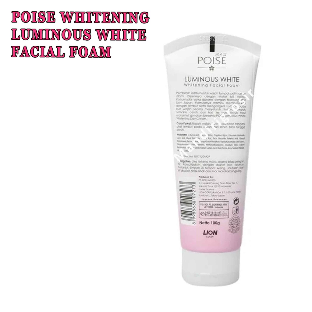 Sabun Pencuci Muka* Poise Luminous Whith* Whitening Facaial Foam* 100g