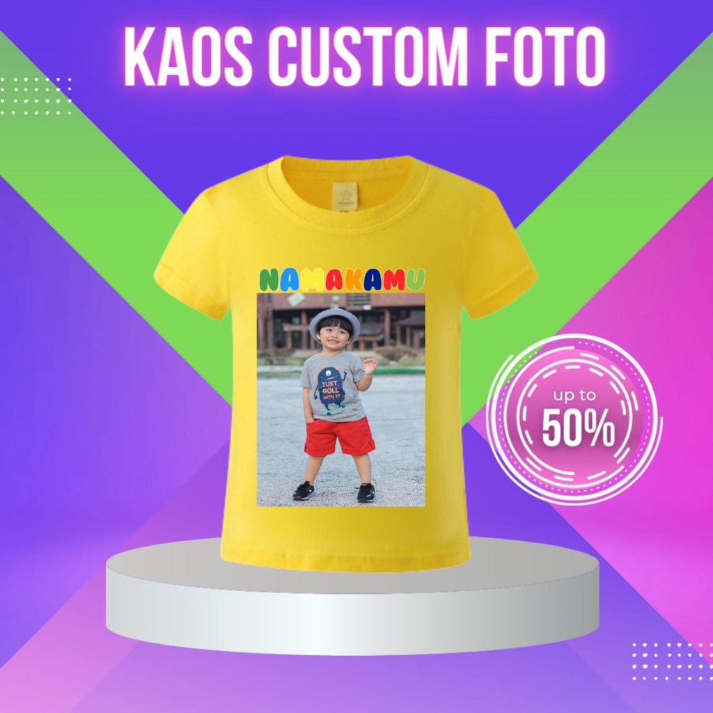 KAOS SABLON CUSTOM FOTO BAJU ANAK SABLON DISAIN SENDIRI + NAMA