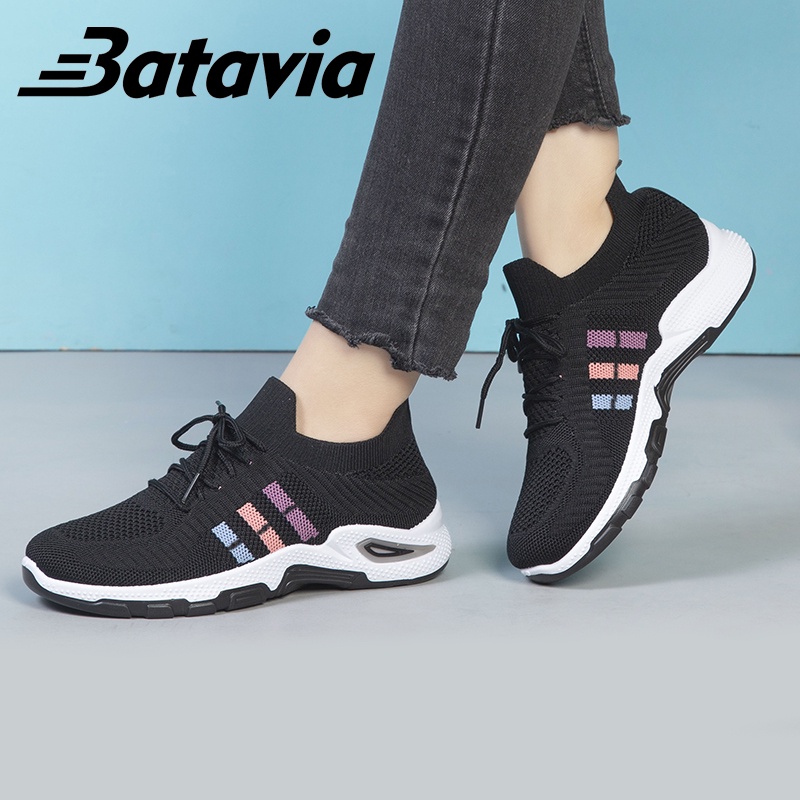 Batavia Sepatu olahraga impor premium perempuan terbaru rajut adem antislip antiaus sepatu lari anak perempuan  kanvas FASHION A122