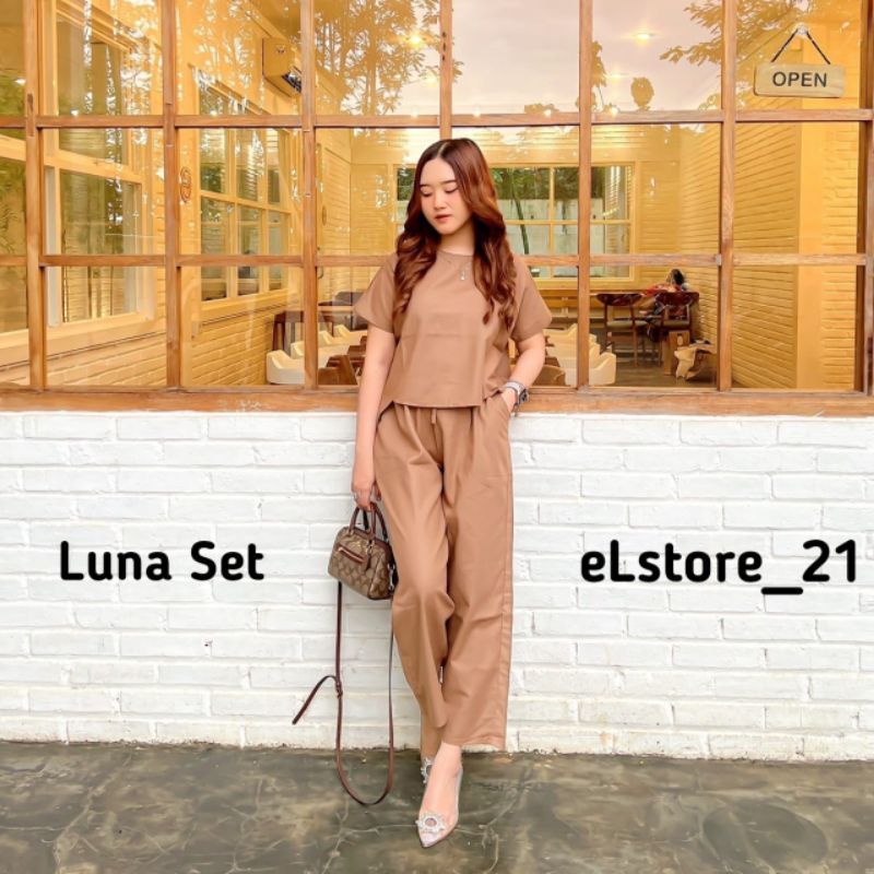 Luna Set Setelan Wanita Kekinian One Set Santai Terbaru Setelan Linen Wanita Dewasa