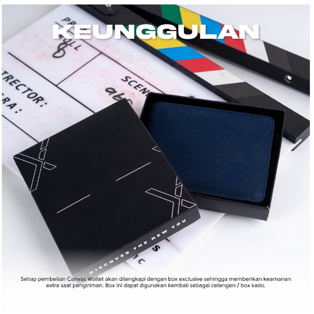 SHOPEE 9.9 SUPER SALE!! Dompet Kanvas Pendek Lipat Dua Dompet Denim Premium Men Wallet Bifold Canvas Import C-2504 BONUS BOX