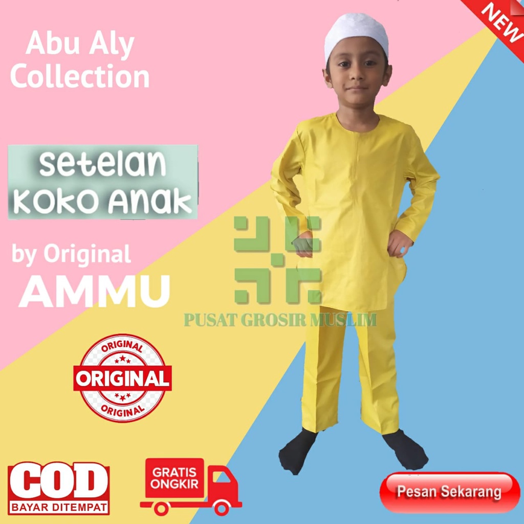 Promo Baju Koko Setelan Anak Original Abu Ali by ammu Anak, Abu Ali Bahan Katun, Abu Aly