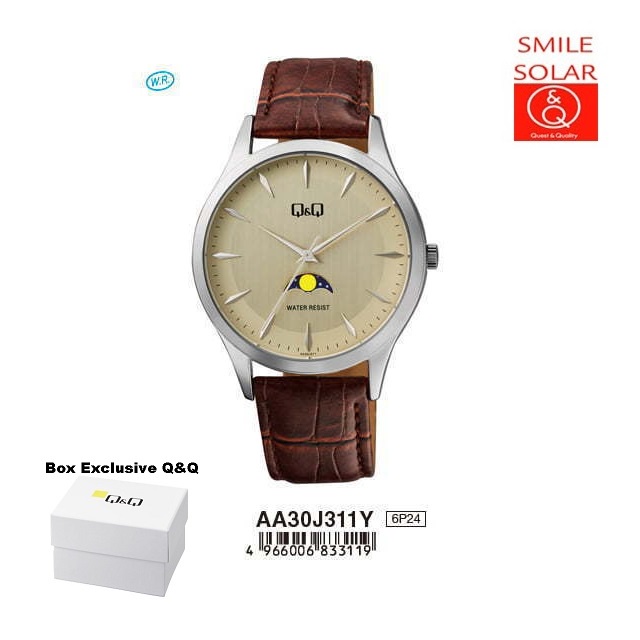 Jam Tangan Pria Classic Casual Kulit Leather Original Q&amp;Q QnQ QQ AA30 AA30J Series