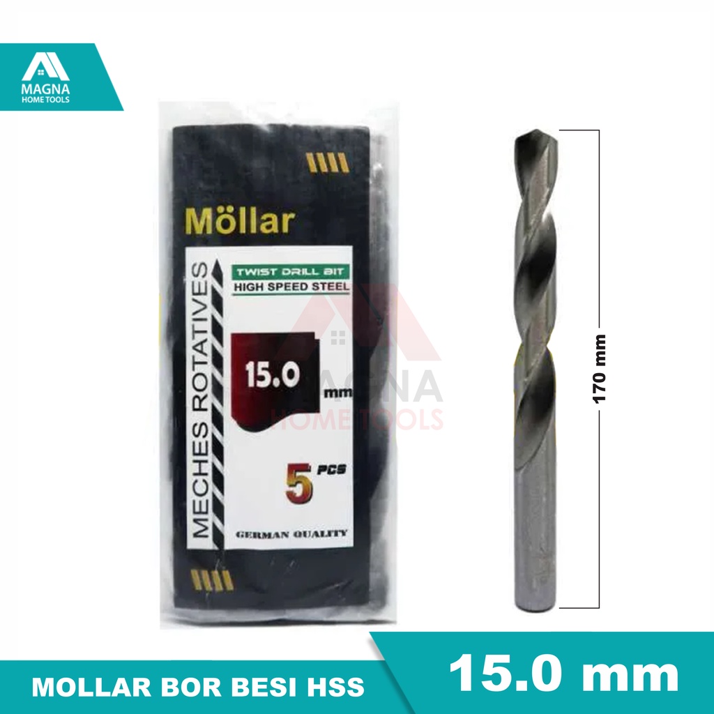 MATA BOR BESI LISTRIK HSS MOLLAR PUTIH 15 MM [ORI]
