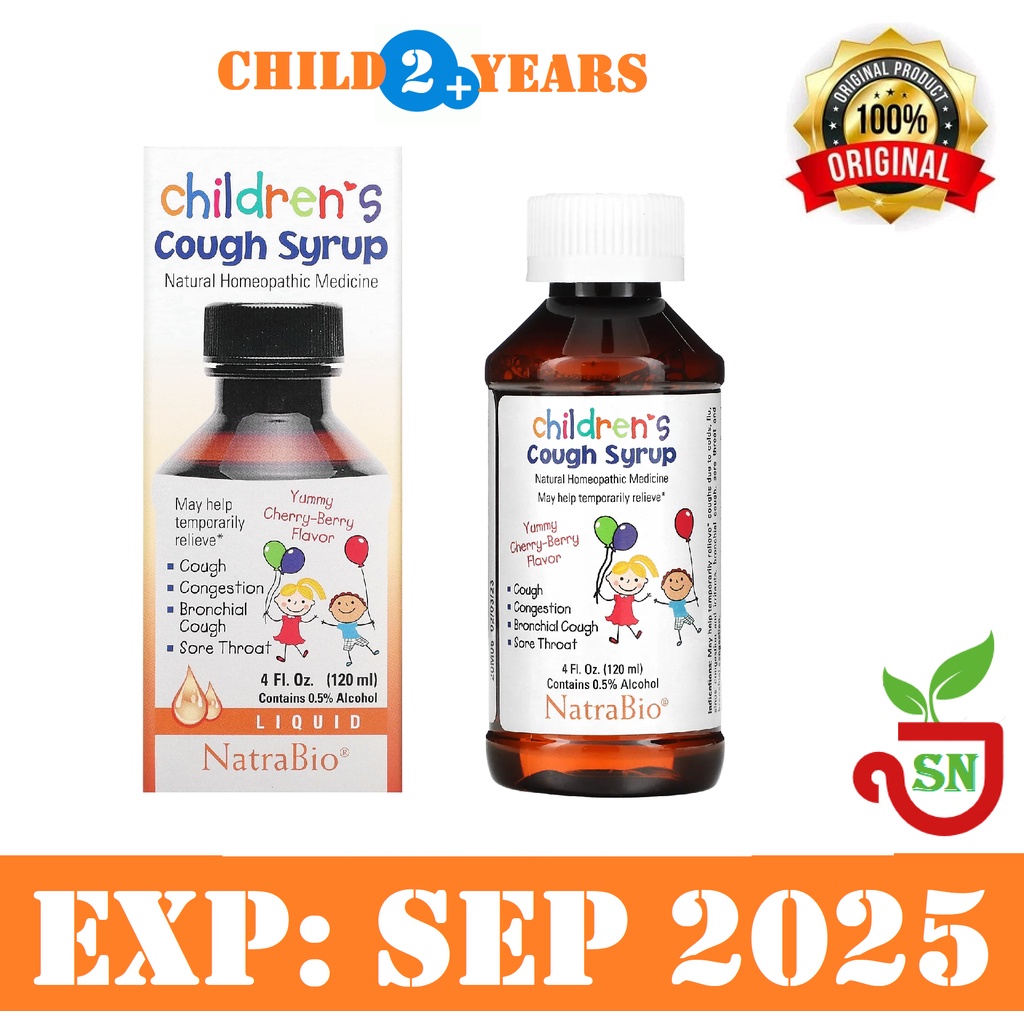 NatraBio, Children's Cough Syrup, Yummy Cherry-Berry , 4 fl oz (120 ml) Batuk Obat Herbal