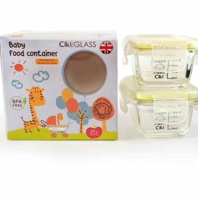 CIKI Glass Baby Food Container Wadah Kaca Makan Mpasi Bayi 150ml Isi 2