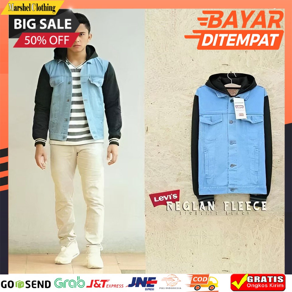 𝐩Ⓙв - Jaket Jeans Pria Premium Bioblits Tangan Hitam / Jaket Jeans Boy Jaket Jeans Hodie Jaket Jeans