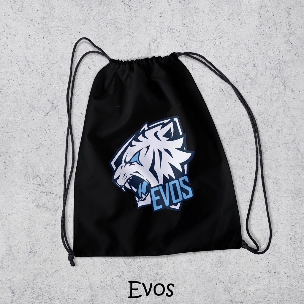 Tas Serut / String Bag Anti Air TERLENGKAP - Tas Ransel Serut Tas Olahraga Tas Sekolah Tas Serut Waterproof Pria Dan Wanita Tas Polos - Custom Bisa COD - P3-EVOS