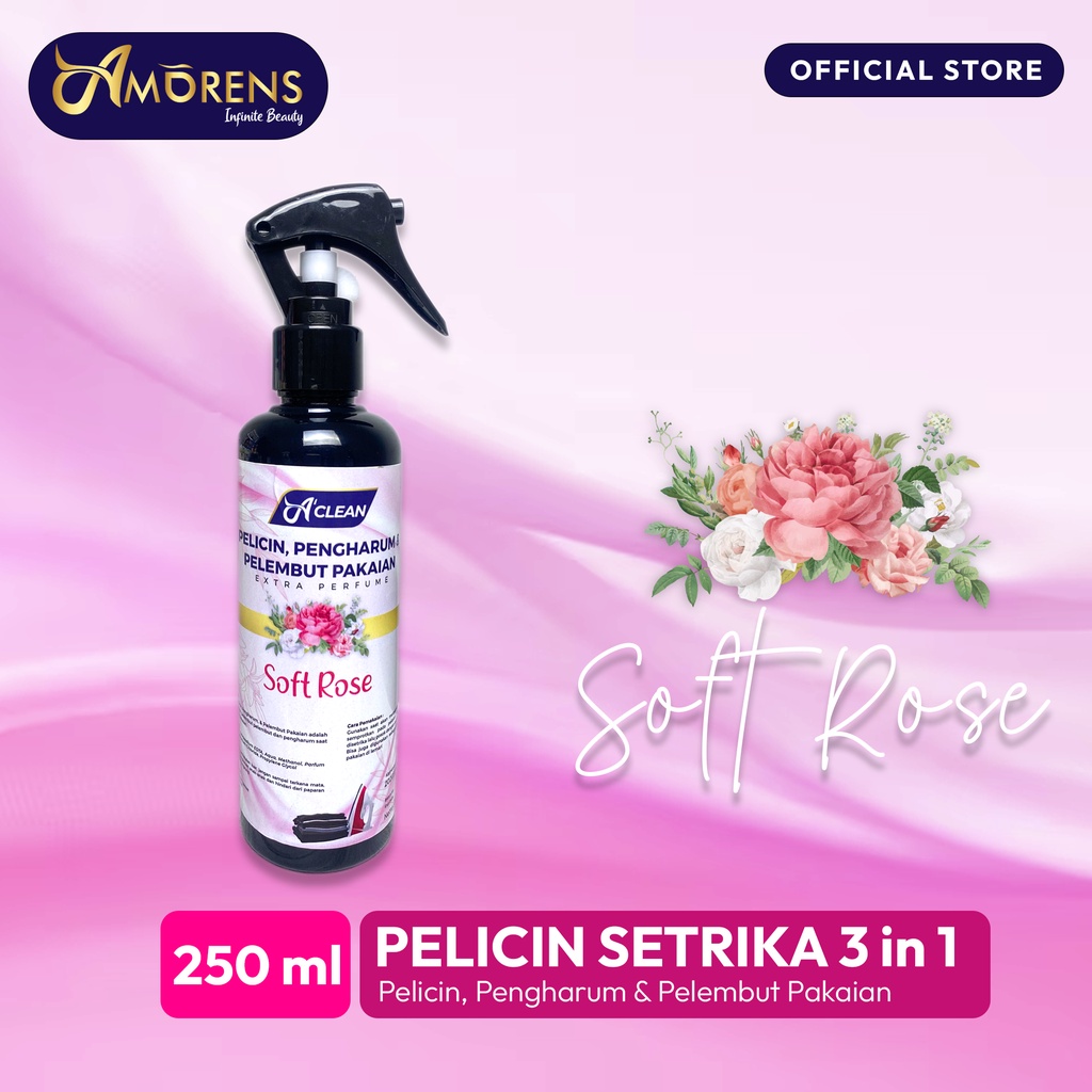 Pelicin Setrika Pakaian 3 in 1 Botol Spray / Pengharum dan Pelembut Pakaian &amp; Laundry 250ml