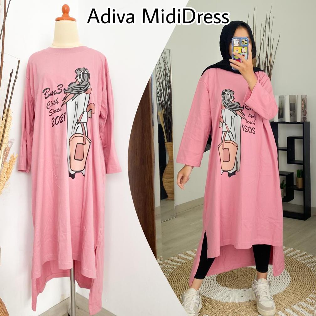 ADIVA MIDI DRESS / KAOS MIDI DRESS / MIDI DRESS KAOS CANTIK / MIDI DRESS KAOS KEKINIAN