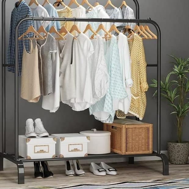 ☆ Greenland Rak Gantungan Baju Rak Standing DOUBLE Clothes Hanger Rak Pakaian Jemuran Baju HSH101 ✤