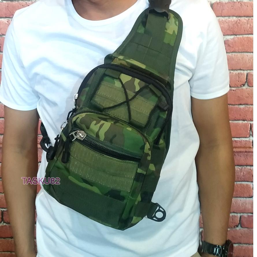✲ Tas selempang army pria original , Tas loreng ,  Sling bag army Quicker ℗