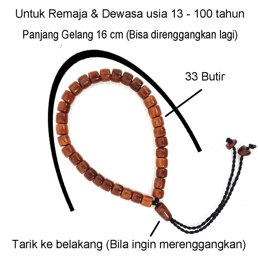 [✅COD] Gelang Tasbih Kesehatan Isi 33 Butir Koka Kaokah Kokka Kaukah Kaoka Kokah Asli Original Pria Wanita Model Marjan Coklat Polos