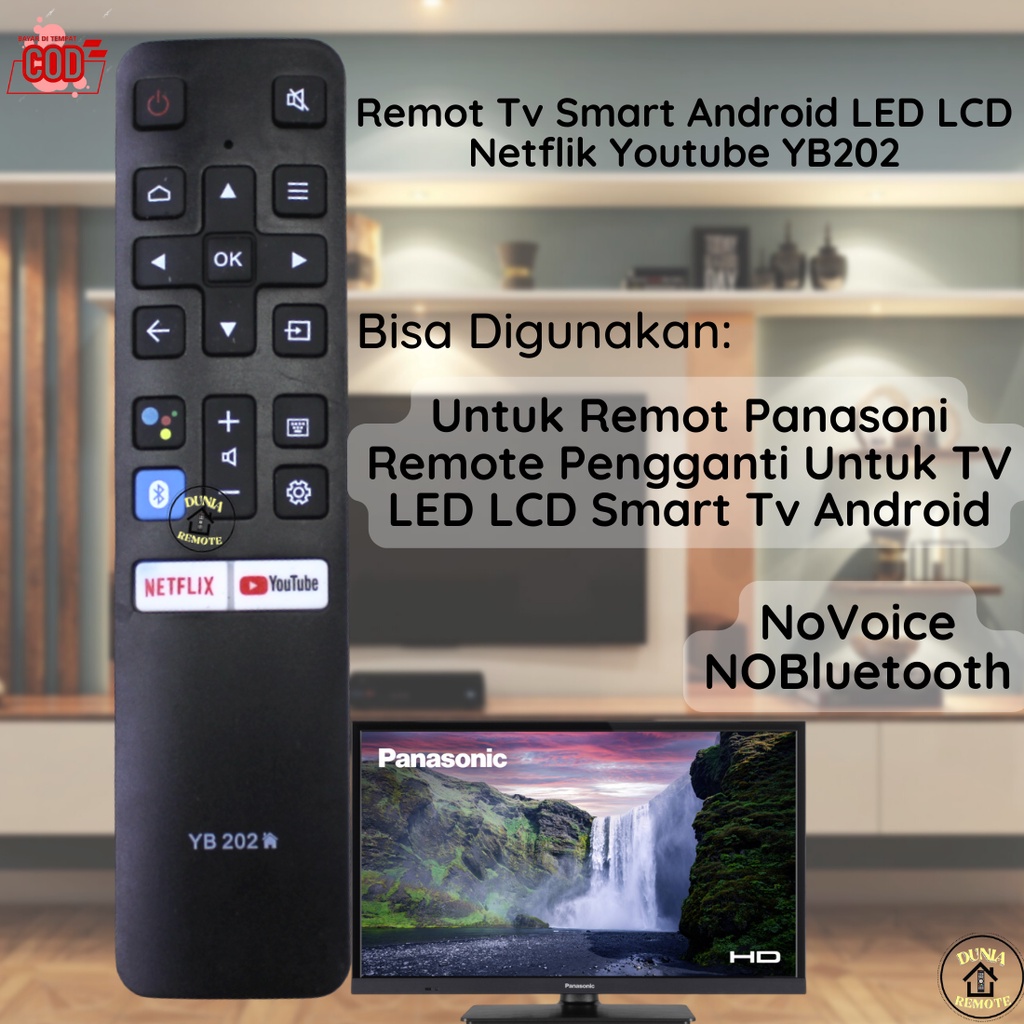 Remot Remot Tv Smart Android LED LCD Netflik Yotube Panasoni Yb-202