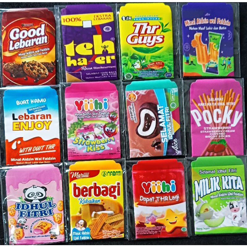 

amplop lebaran Snack mini sudah di lem siap pakai