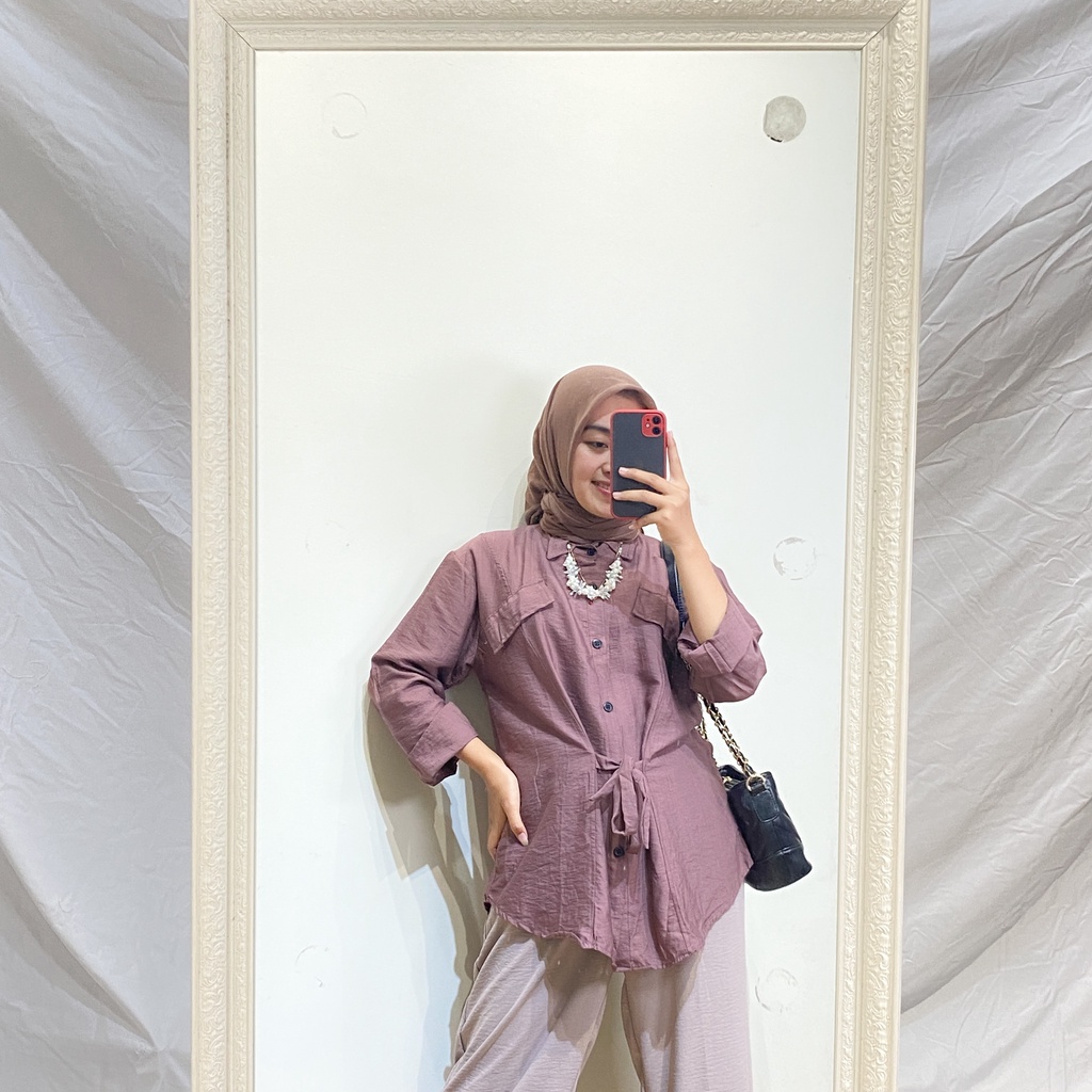 Neila Blouse Atasan Wanita Bahan Linen LD 110