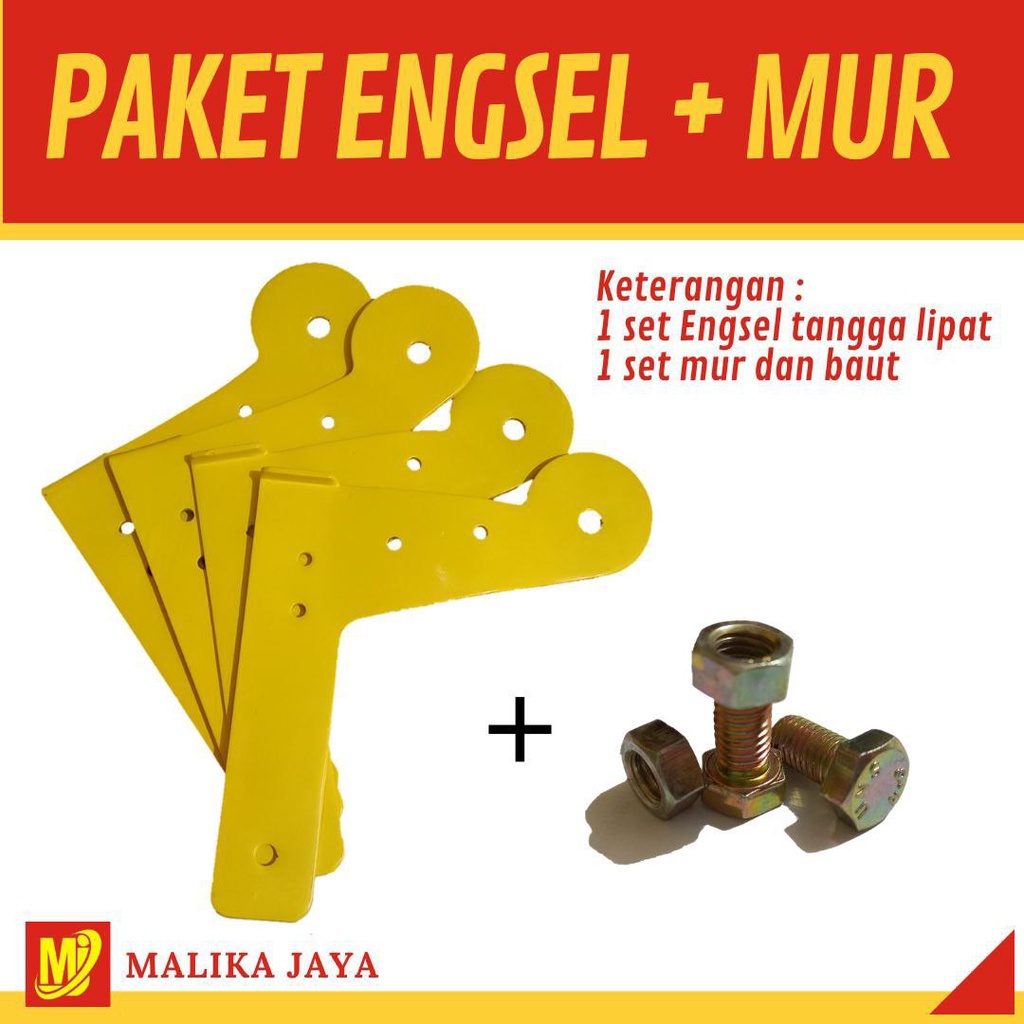 Engsel Tangga Lipat Paket isi 4 FREE MUR BAUT