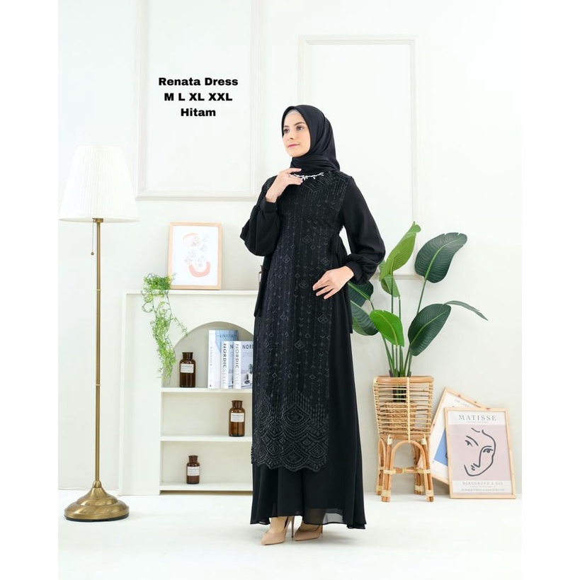 Renata Dress || Gamis Rompi Payet Terbaru || Gamis Wisuda Masa Kini || Seragam Gamis Pesta Modern || Gamis Tille Payet ~ DVN STYLE