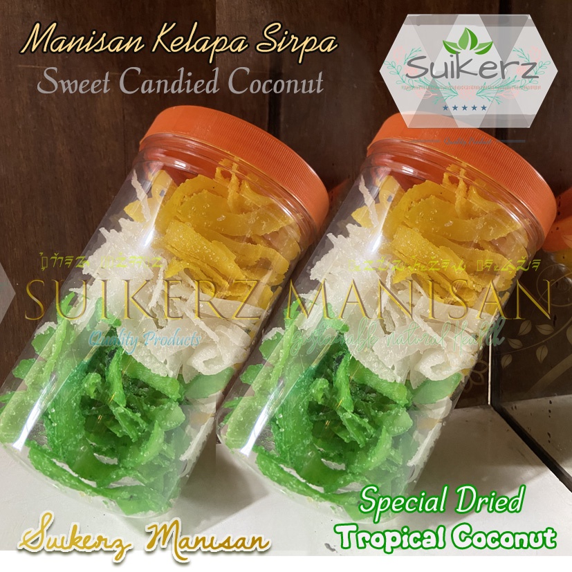 

Sirpa Manisan Kelapa Kering 250gram MIx Random Premium Sirpa 250g Suikerz Manisan Kelapa muda gula pasir manis