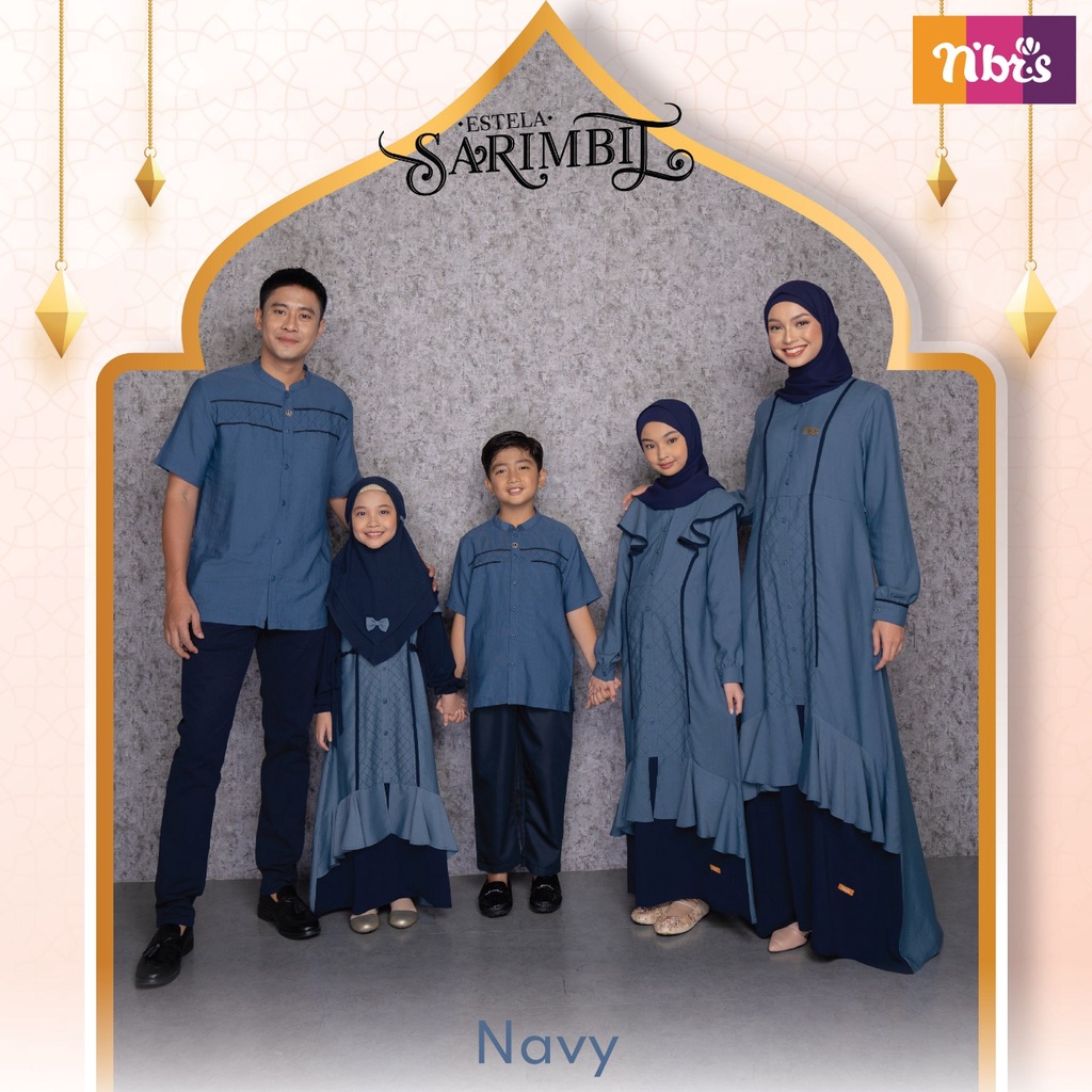 Sarimbit Terbaru Nibras Estela Navy / Fashion Muslim Nibras Gamis Koko Srimbit Couple Sarimbit Coupl