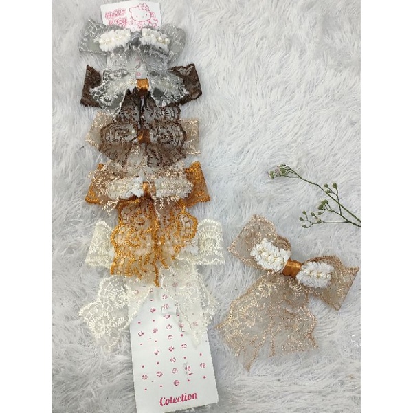 jepit otomatis pita brukat cantik / Jepit korea