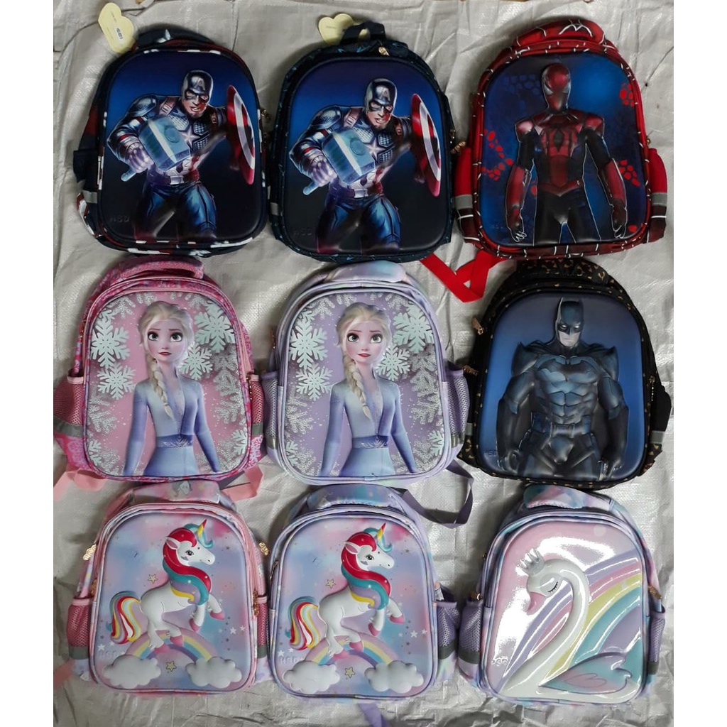 TAS RANSEL ANAK HSD SIZE TK 13INCH BAHAN KANVAS WATERPROOF IMPORT
