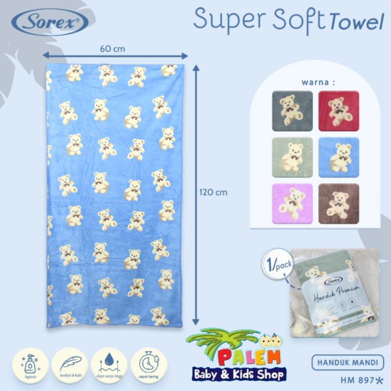 Sorex Handuk Mandi Dewasa Microfiber Super Soft Towel Bear Lembut Daya Serap Tinggi HM 897