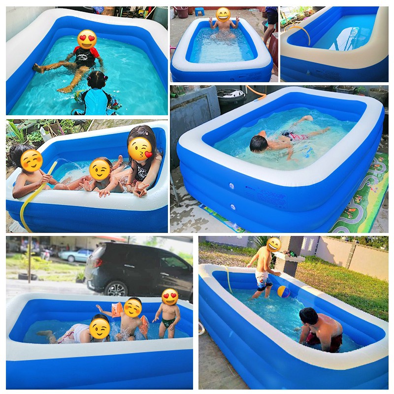 kolam renang anak jumbo 3 meter/3 Rings Thick rubber inflatable swimming pool/Kolam renang karet yang menebal/Keluarga luar ruangan kolam renang tiup besar/Kolam Renang Karet Anak Keluarga Besar Family Pool Jumbo Mandi Bola